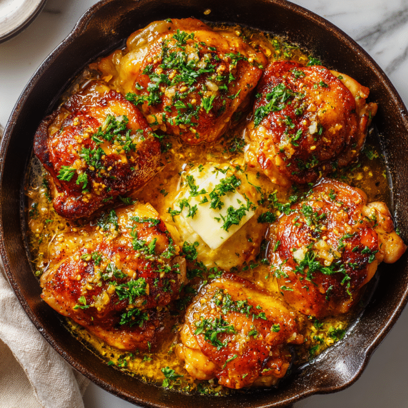 Delicious honey butter chicken glazed in sweet sauce, perfect for dinner. Juicy thighs with garlic, honey, and butter, ideal for fall comfort meals.