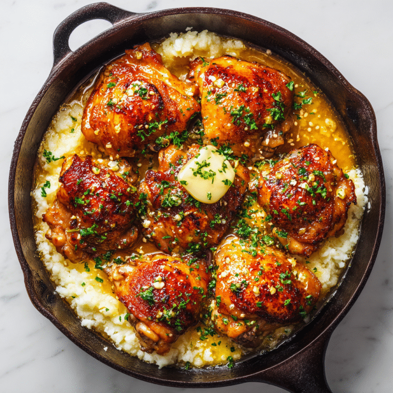 Delicious honey butter chicken glazed in sweet sauce, perfect for dinner. Juicy thighs with garlic, honey, and butter, ideal for fall comfort meals.