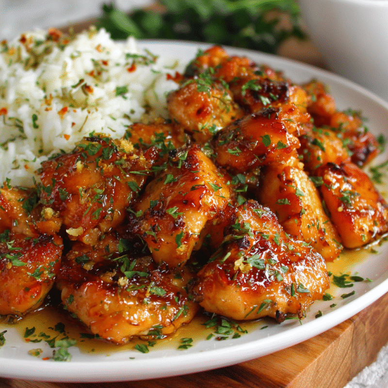 Honey butter chicken recipe featuring tender chicken thighs glazed in a sweet butter sauce, perfect for autumn family meals.