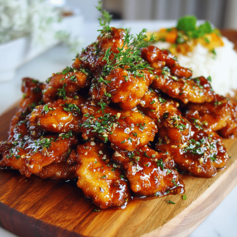 Honey butter chicken recipe featuring tender chicken thighs glazed in a sweet butter sauce, perfect for autumn family meals.