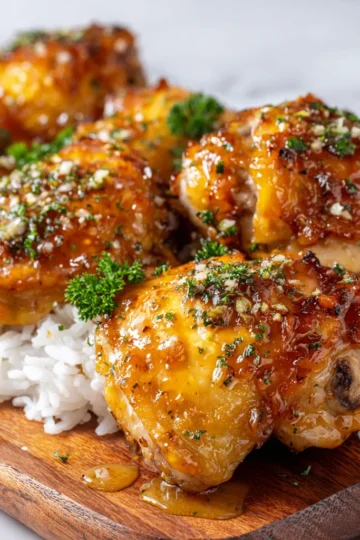 Honey butter chicken recipe featuring tender chicken thighs glazed in a sweet butter sauce, perfect for autumn family meals.