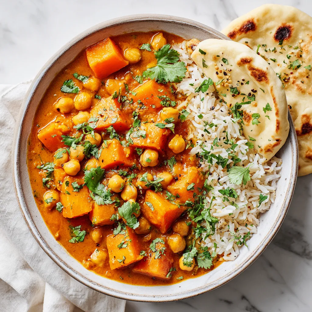 A delicious butternut squash chickpea curry, loaded with spices and nutrients, perfect for a cozy meal on chilly days.