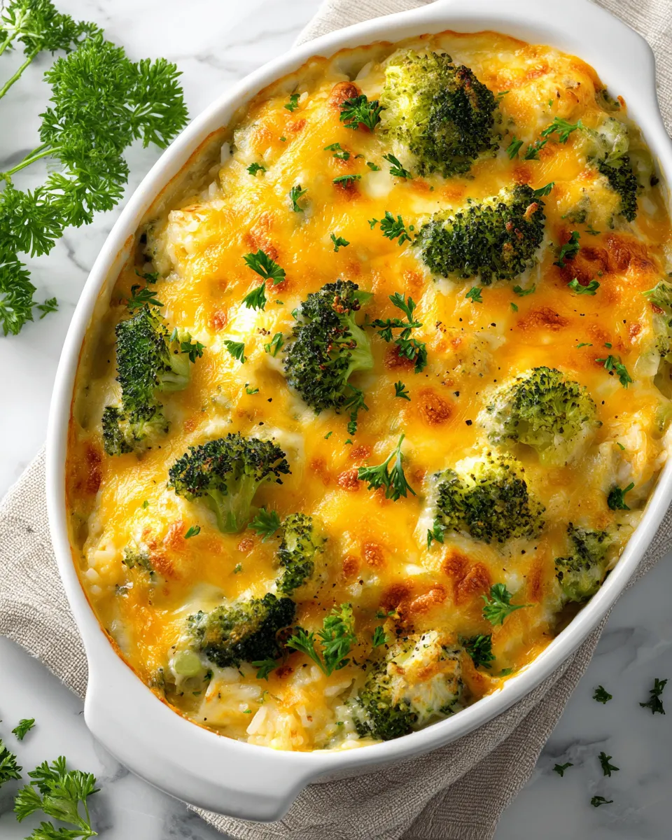 A delicious cheesy chicken and broccoli rice dish, perfect for holiday celebrations with friends and family, featuring creamy goodness and nutritious ingredients.