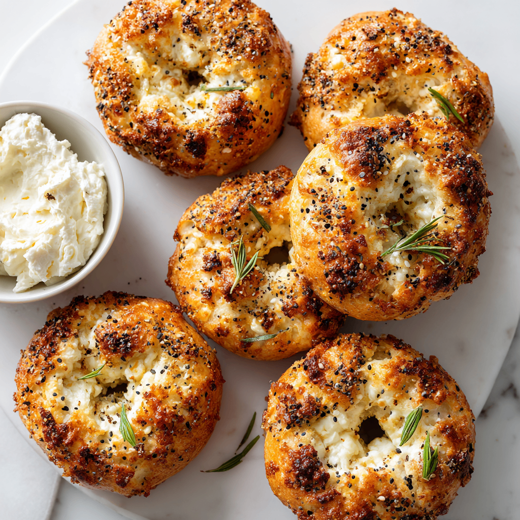 Air fryer cottage cheese bagels with crispy exterior and fluffy interior, perfect for brunch or a quick snack. Made with simple ingredients and ready in 25 minutes.