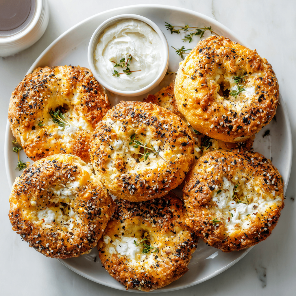 Air fryer cottage cheese bagels with crispy exterior and fluffy interior, perfect for brunch or a quick snack. Made with simple ingredients and ready in 25 minutes.