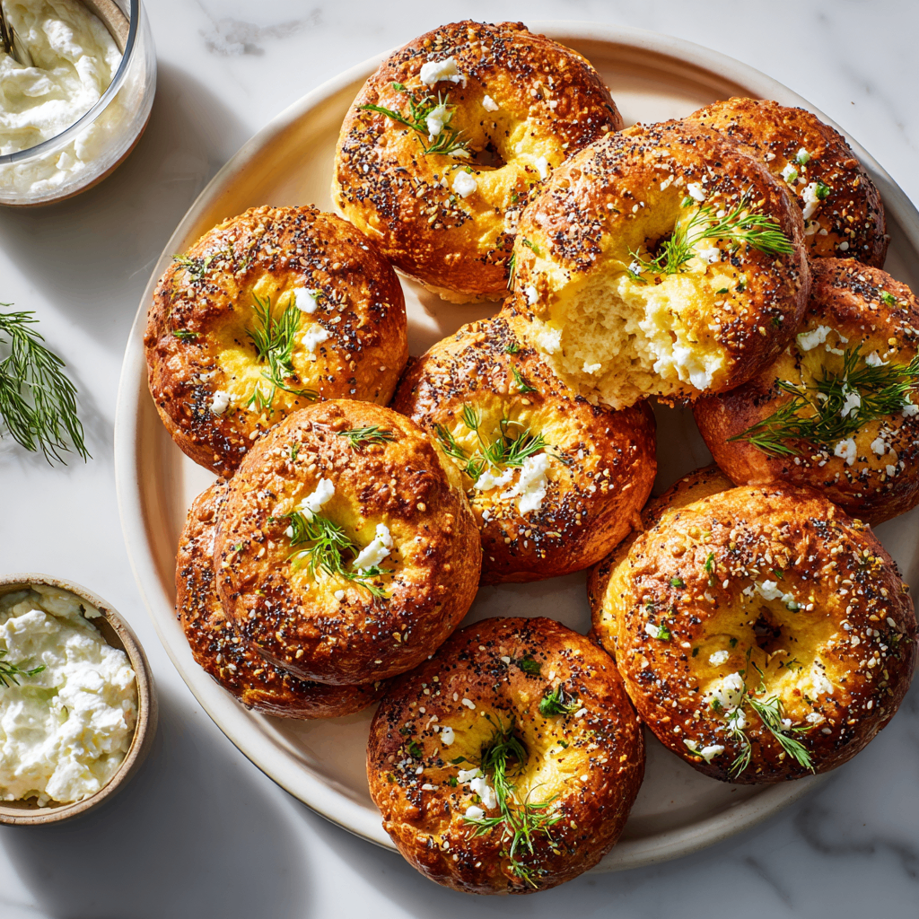 Air fryer cottage cheese bagels with crispy exterior and fluffy interior, perfect for brunch or a quick snack. Made with simple ingredients and ready in 25 minutes.