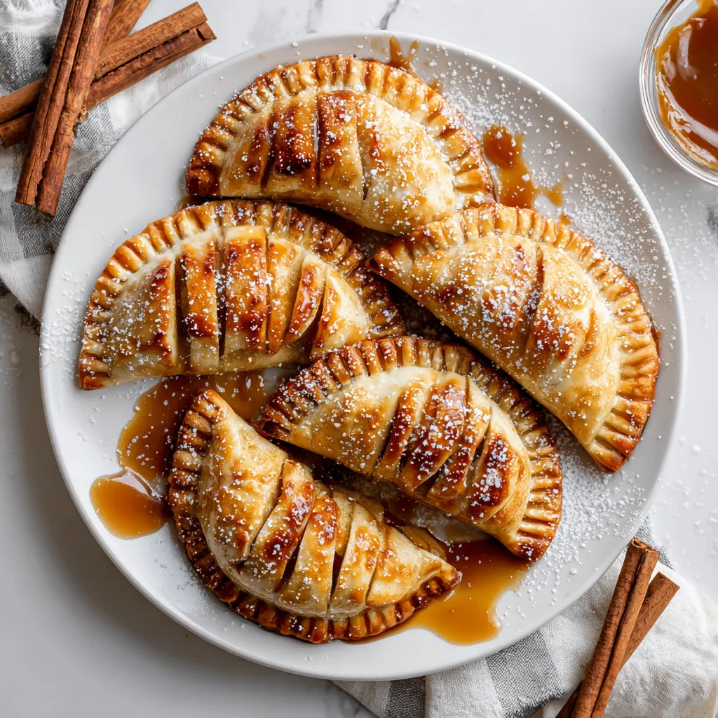 Brown Butter Apple Hand Pies with flaky crust and spiced apple filling, perfect autumn dessert, ideal for holidays, Thanksgiving and Christmas, homemade, easy baking.