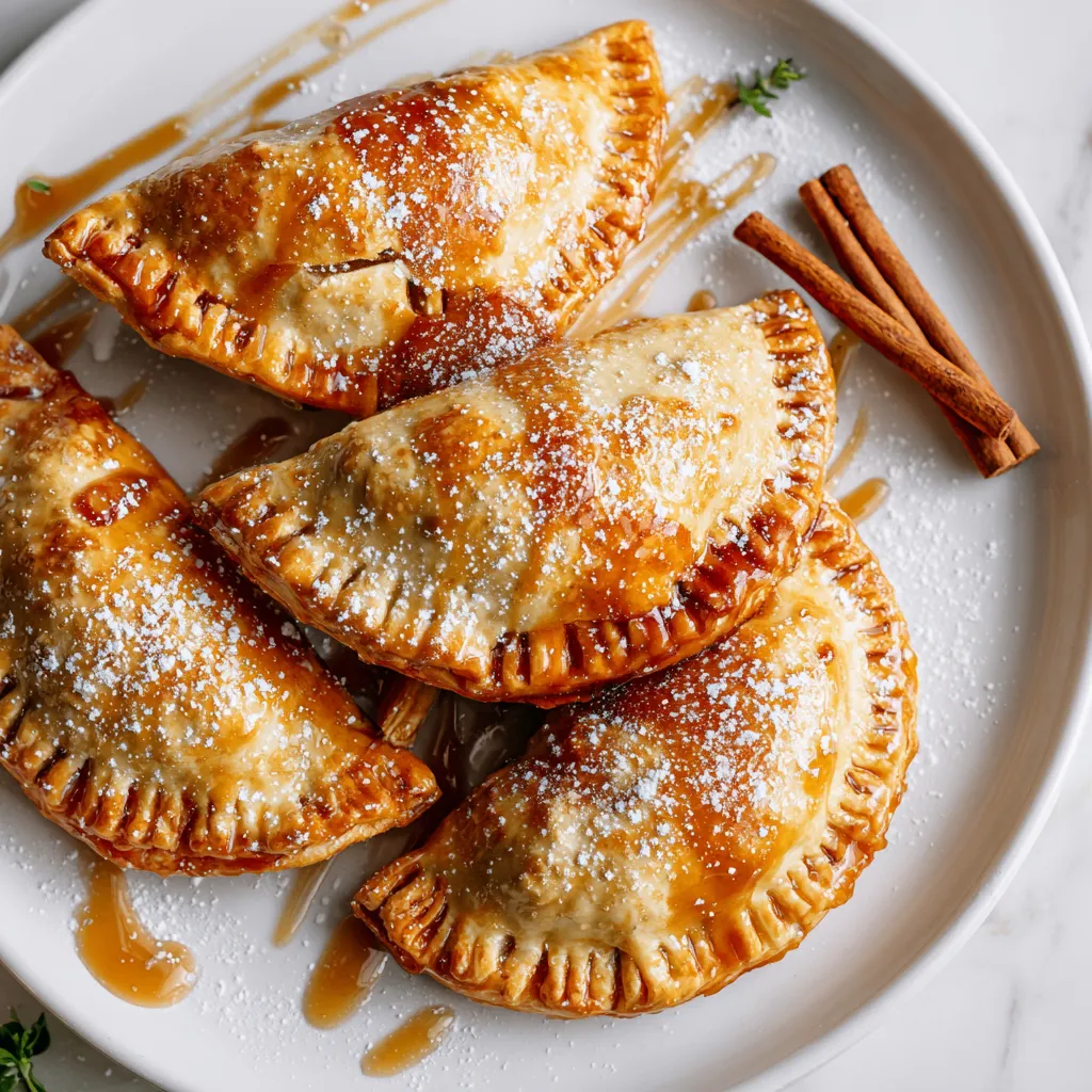 Brown Butter Apple Hand Pies with flaky crust and spiced apple filling, perfect autumn dessert, ideal for holidays, Thanksgiving and Christmas, homemade, easy baking.