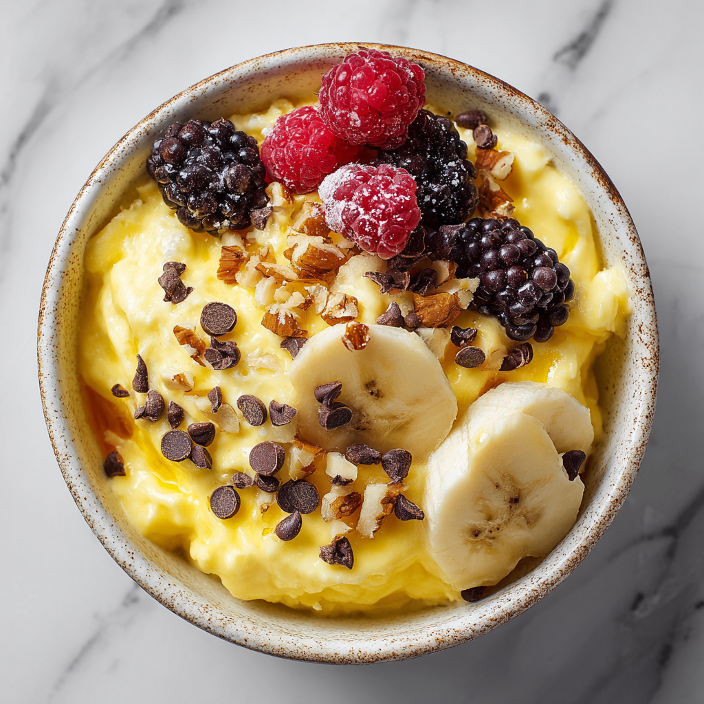 Creamy banana cottage cheese ice cream, healthy dessert, high-protein treat, easy recipe, frozen dessert