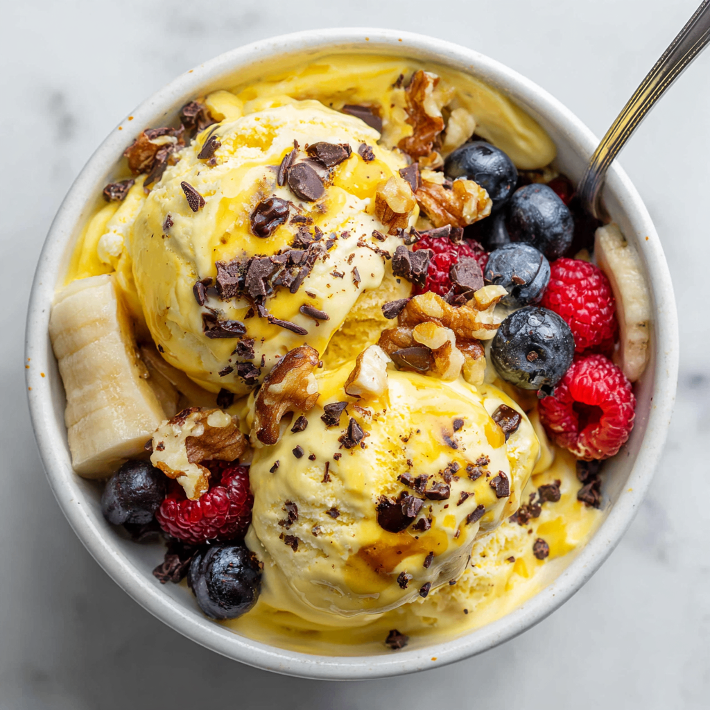 Creamy banana cottage cheese ice cream, healthy dessert, high-protein treat, easy recipe, frozen dessert