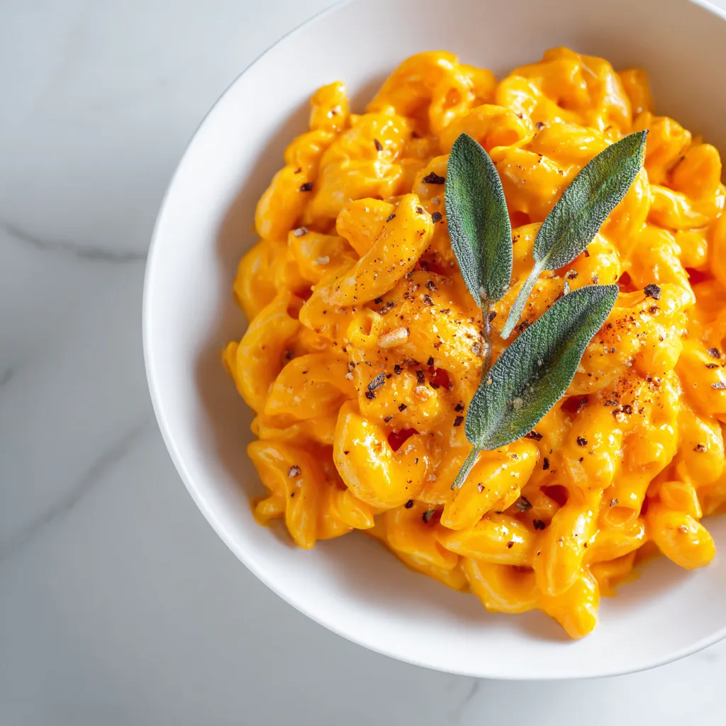 Creamy pumpkin cottage cheese pasta dish with fall flavors, perfect for cozy dinners and Thanksgiving sides, ready in 30 minutes.