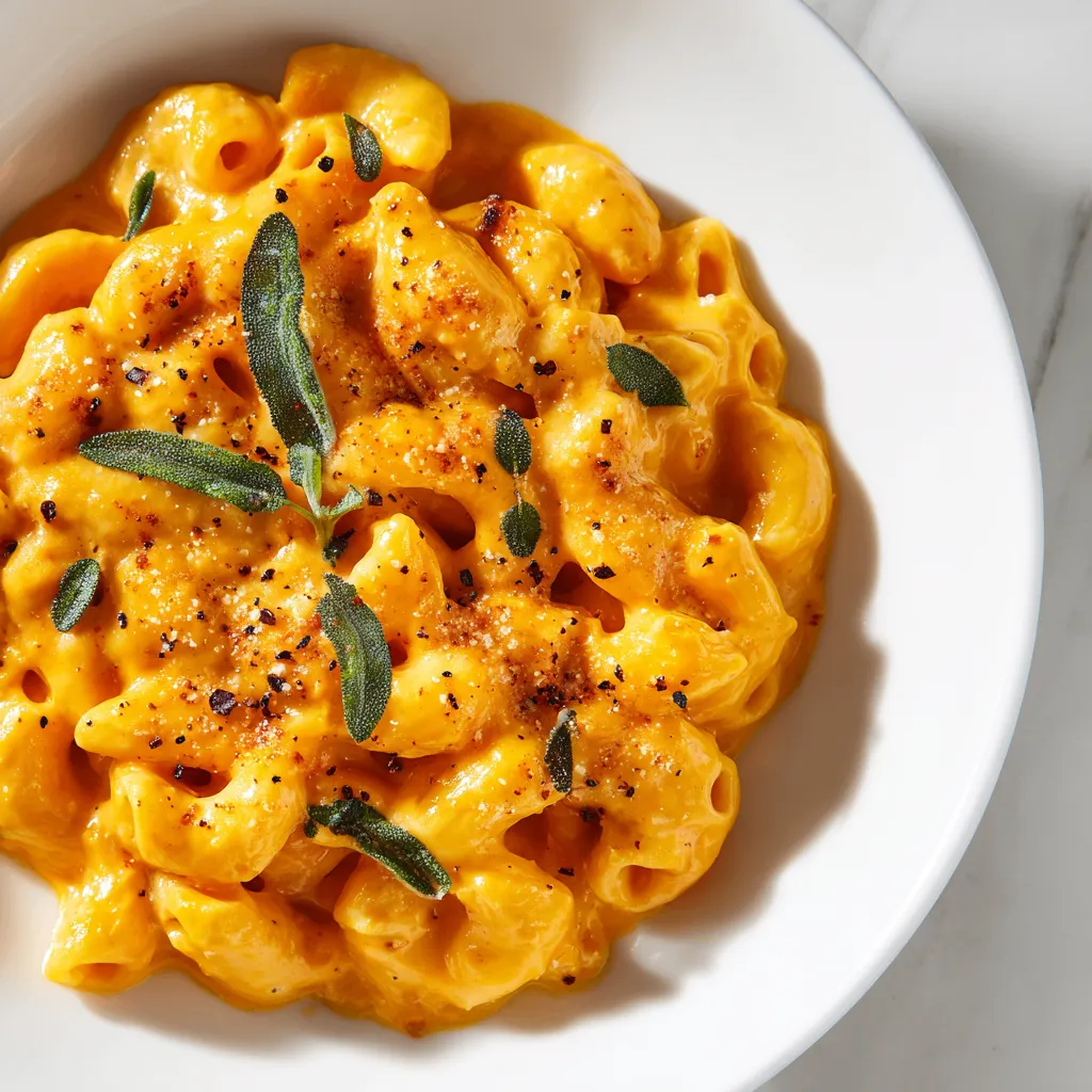 Creamy pumpkin cottage cheese pasta dish with fall flavors, perfect for cozy dinners and Thanksgiving sides, ready in 30 minutes.