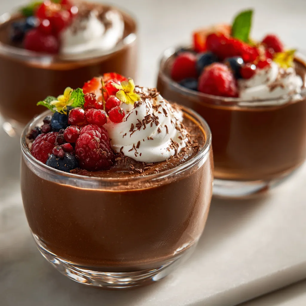 Delicious and creamy high protein chocolate mousse made with avocados and bananas, perfect for healthy dessert lovers.