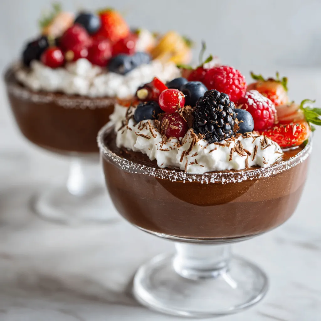 Delicious and creamy high protein chocolate mousse made with avocados and bananas, perfect for healthy dessert lovers.
