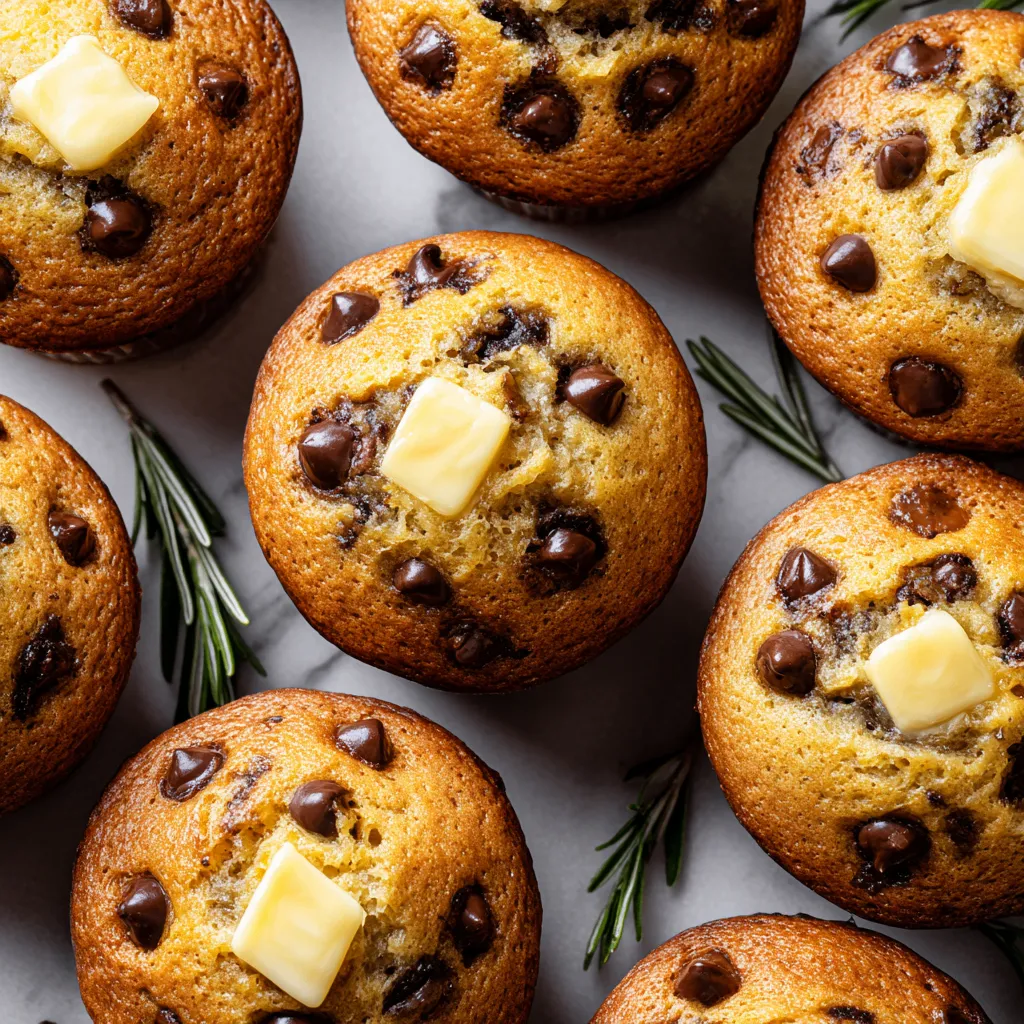 Delicious chocolate chip muffins in a bakery setting, perfect for cozy mornings and holiday gatherings.