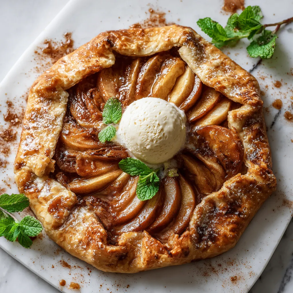 Delicious homemade apple galette with flaky crust and spiced apple filling, perfect for autumn desserts and holiday gatherings
