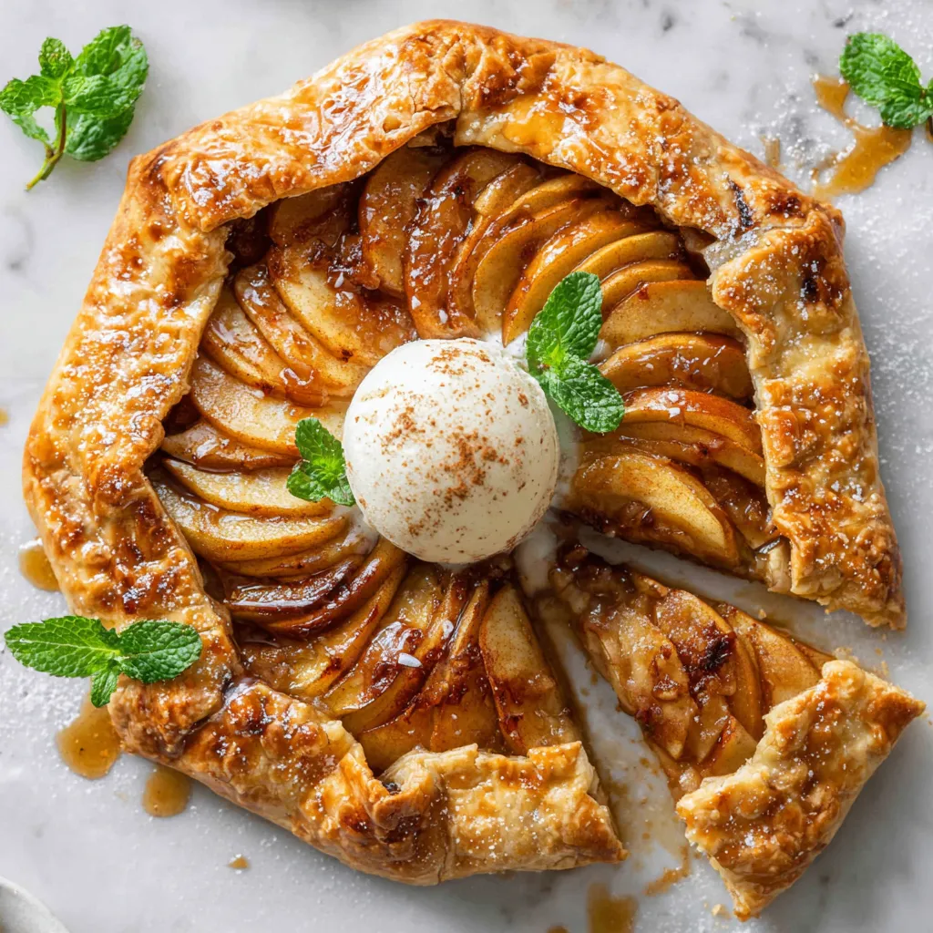 Delicious homemade apple galette with flaky crust and spiced apple filling, perfect for autumn desserts and holiday gatherings