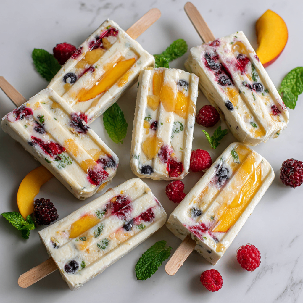 Delicious homemade cottage cheese popsicles made with fresh fruit and honey, a healthy treat for warm days and festive gatherings.