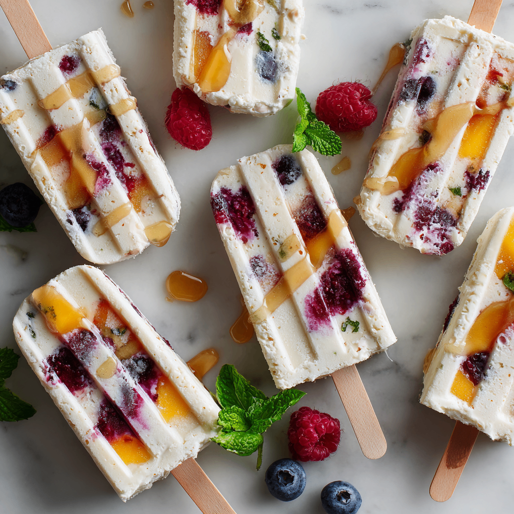Delicious homemade cottage cheese popsicles made with fresh fruit and honey, a healthy treat for warm days and festive gatherings.