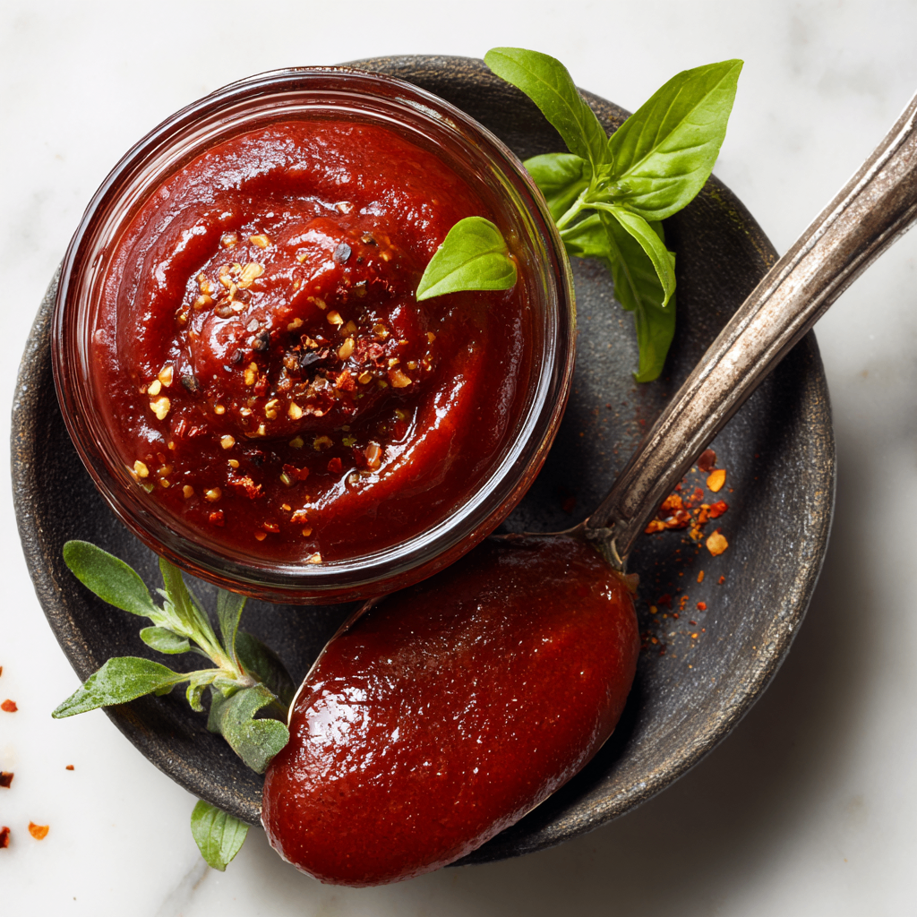 Delicious homemade ketchup recipe made with fresh tomatoes and spices, perfect for dipping and enhancing holiday meals.
