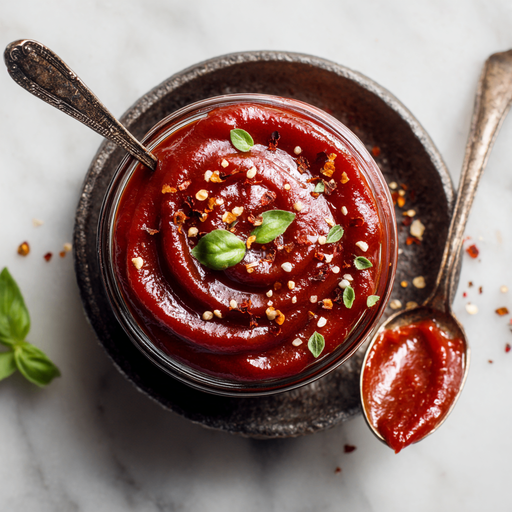 Delicious homemade ketchup recipe made with fresh tomatoes and spices, perfect for dipping and enhancing holiday meals.
