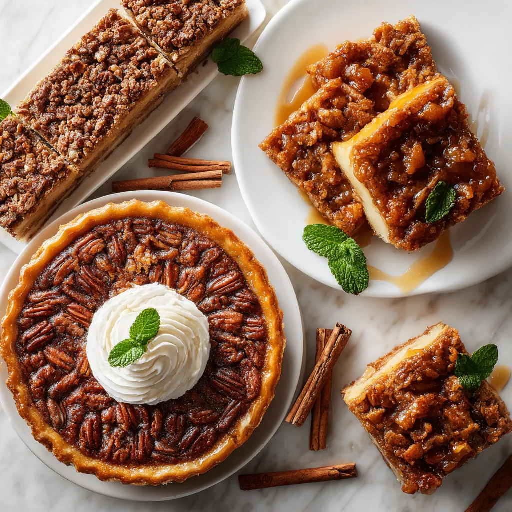 Irresistible Thanksgiving desserts like pumpkin pie, pecan bars, and apple crisp to make your celebration special and sweet.