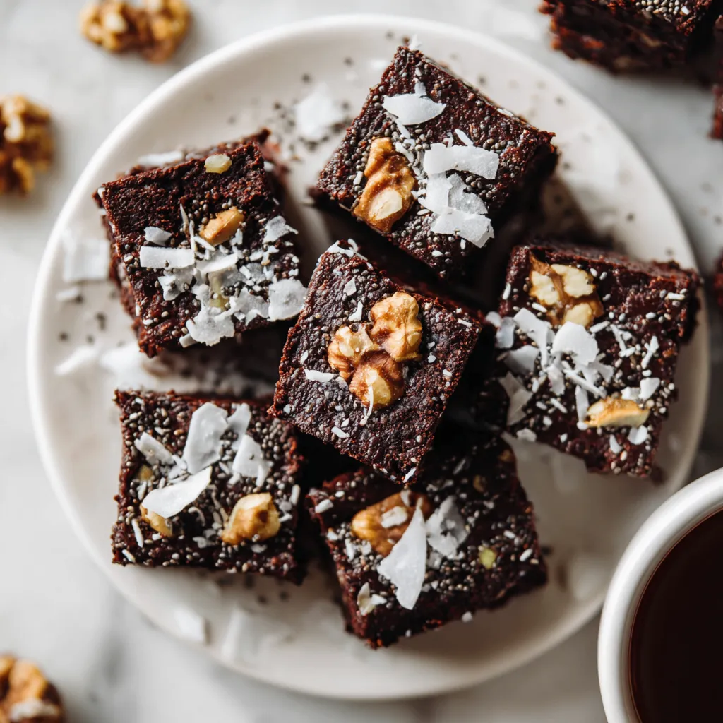 No Bake Superfood Brownies made with wholesome ingredients, gluten-free, and vegan for a healthy dessert option.
