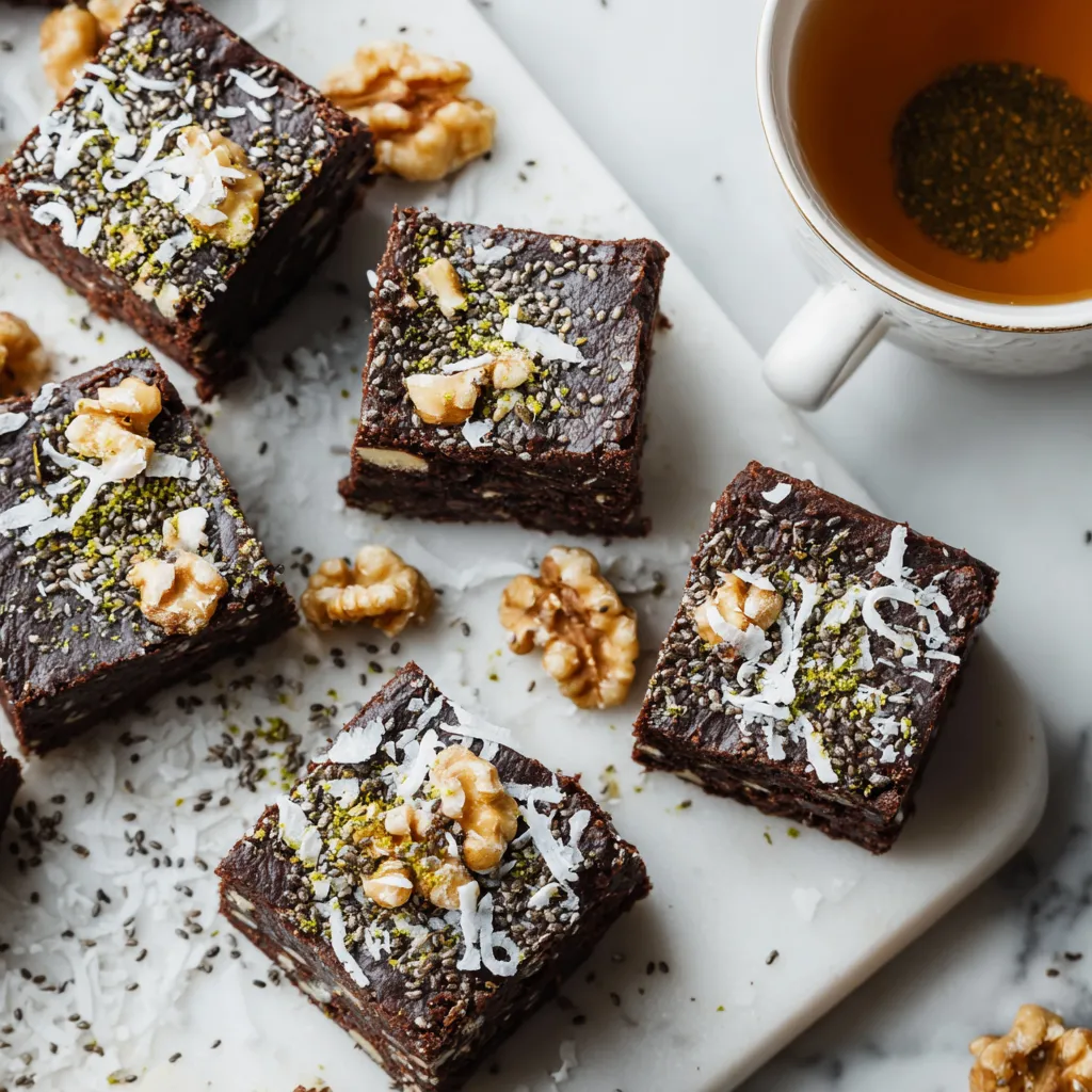No Bake Superfood Brownies made with wholesome ingredients, gluten-free, and vegan for a healthy dessert option.
