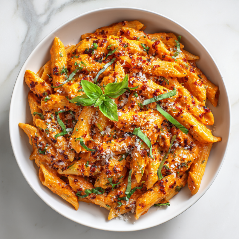 Quick Pasta with Tomato Cream Sauce, a comforting dish ready in 30 minutes, combining pasta, tomato, and cream for a rich flavor.
