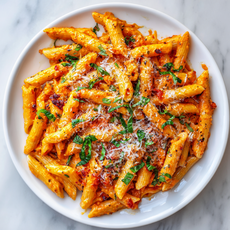 Quick Pasta with Tomato Cream Sauce, a comforting dish ready in 30 minutes, combining pasta, tomato, and cream for a rich flavor.