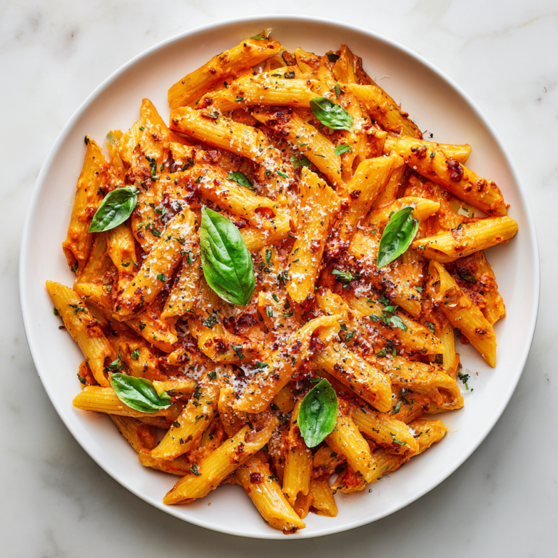 Quick Pasta with Tomato Cream Sauce, a comforting dish ready in 30 minutes, combining pasta, tomato, and cream for a rich flavor.