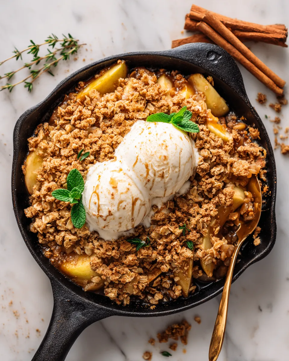 Delicious apple crisp baked apples topped with oats and nuts, perfect for fall desserts.