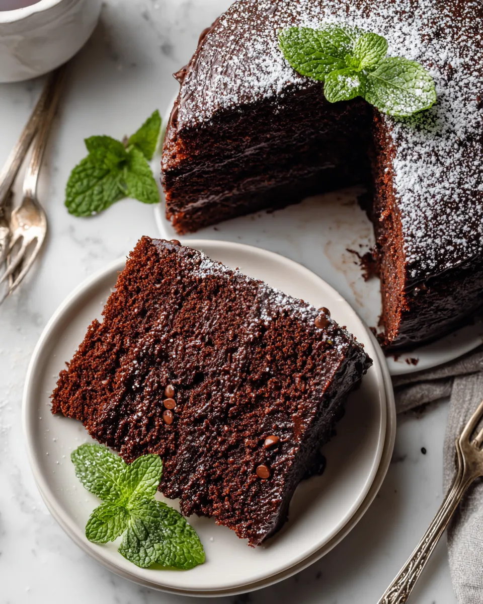 Delicious chocolate zucchini cake with rich chocolate flavor, perfect for holiday gatherings and using up garden zucchini.
