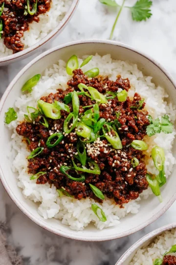 Ground Beef Teriyaki recipe featuring savory beef and nutty sesame oil, quick meal prep, under 30 minutes cooking time.