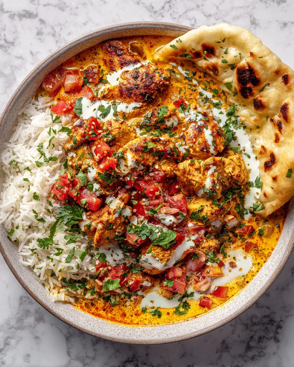 Crockpot creamy coconut chicken tikka masala with spices and tender chicken, a perfect holiday recipe for gatherings.