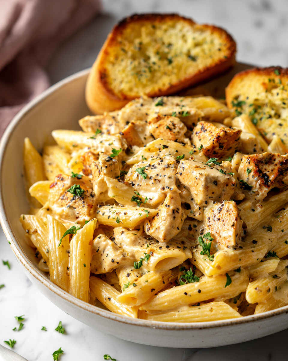 Creamy Philadelphia Chicken Pasta with tender chicken and creamy sauce, ideal for easy weeknight dinners, Thanksgiving, and Christmas gatherings