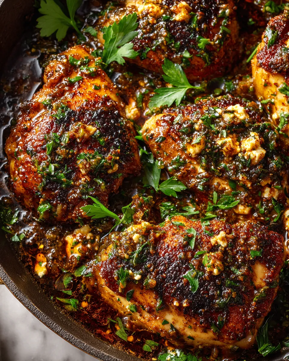 Baked hot honey infused feta chicken topped with creamy cheese, a perfect holiday dish.