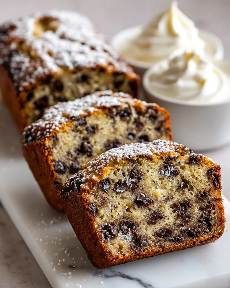 Enjoy this delightful mini chocolate chip banana bread made with ripe bananas and chocolate chips for cozy baking sessions.