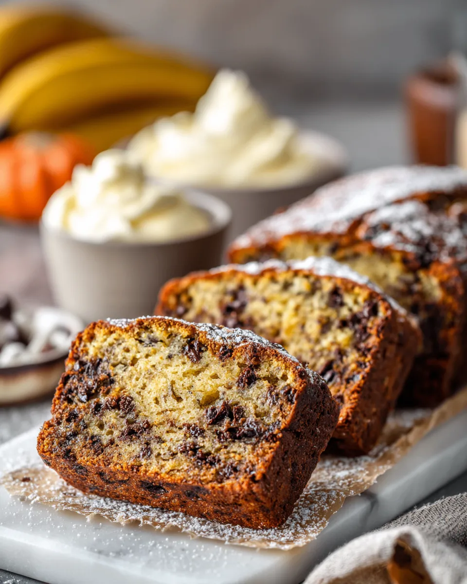 Enjoy this delightful mini chocolate chip banana bread made with ripe bananas and chocolate chips for cozy baking sessions.