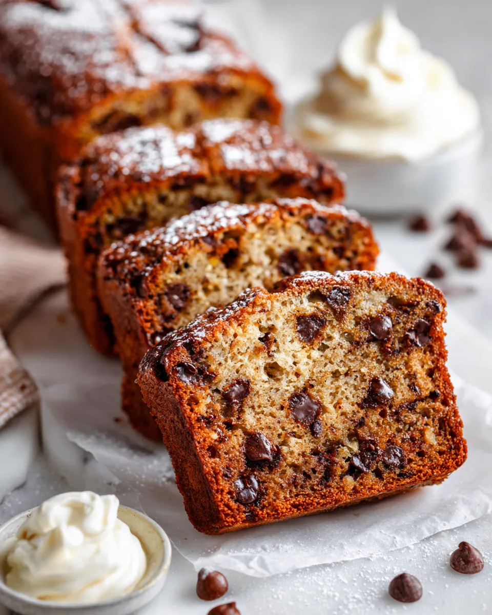 Enjoy this delightful mini chocolate chip banana bread made with ripe bananas and chocolate chips for cozy baking sessions.