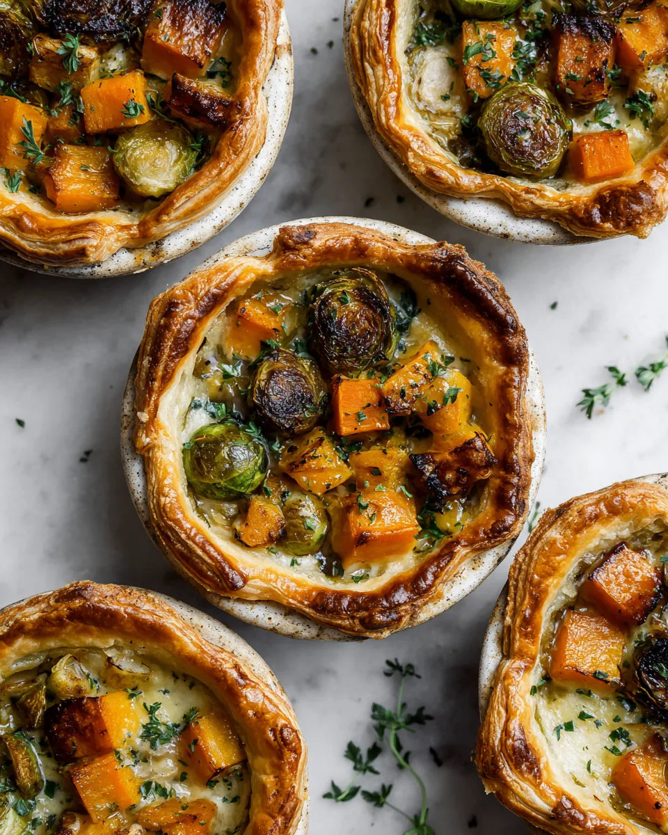 Roasted Autumn Vegetable Pot Pies filled with seasonal veggies, perfect for cozy holiday dinners and packed with flavor.