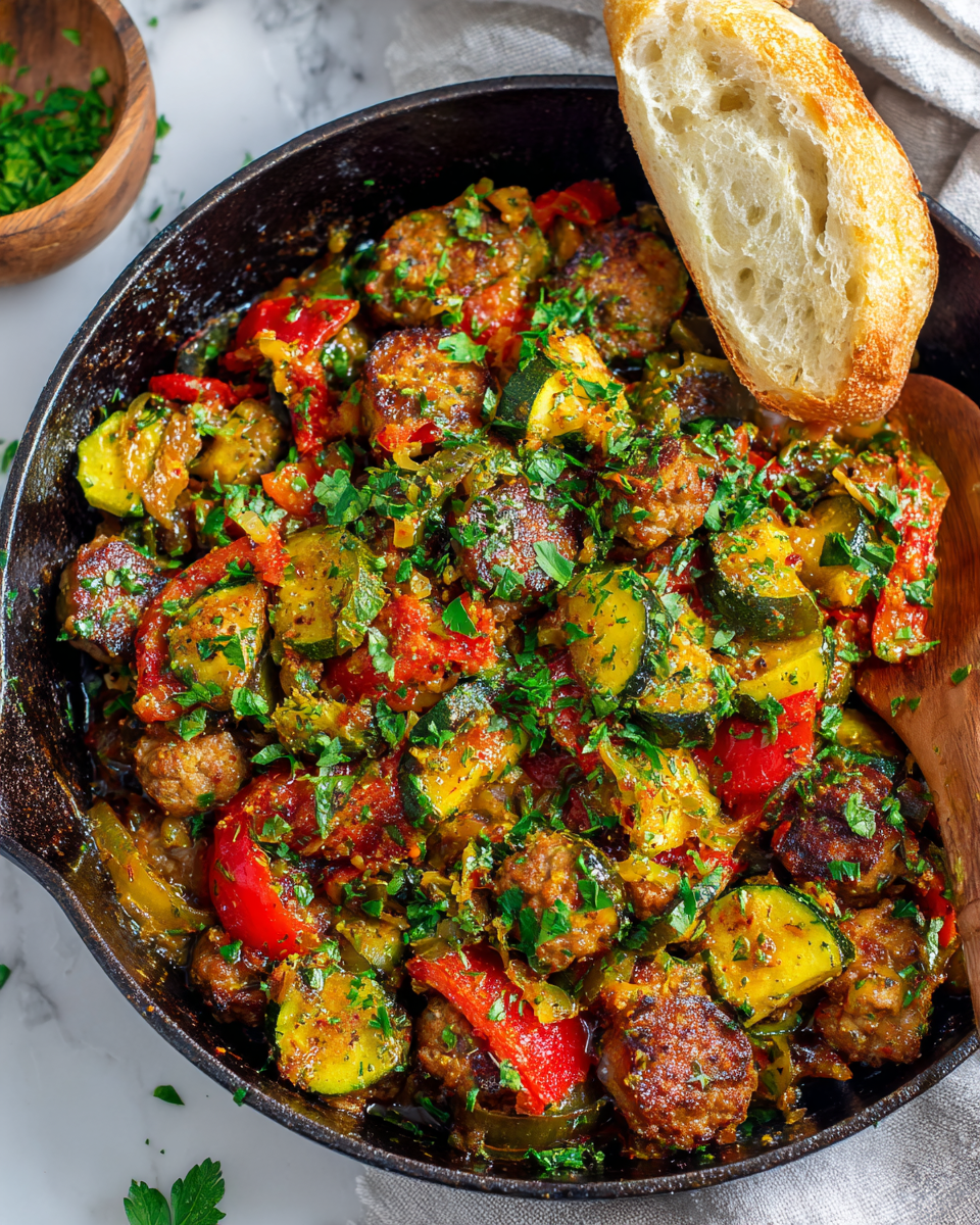 Delicious skillet sausage and zucchini dish packed with flavor, perfect for cozy dinners and quick weeknight meals.