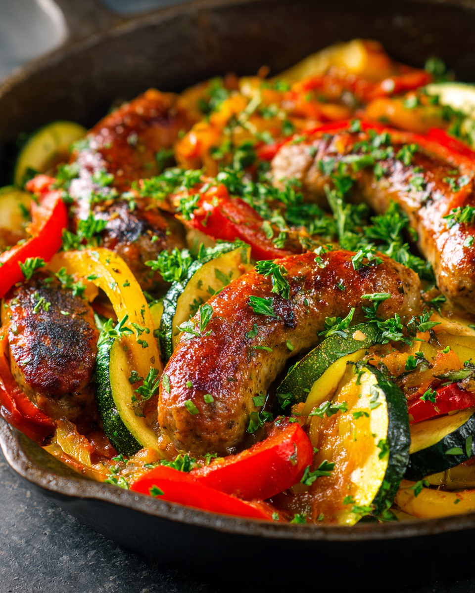 Delicious skillet sausage and zucchini dish packed with flavor, perfect for cozy dinners and quick weeknight meals.
