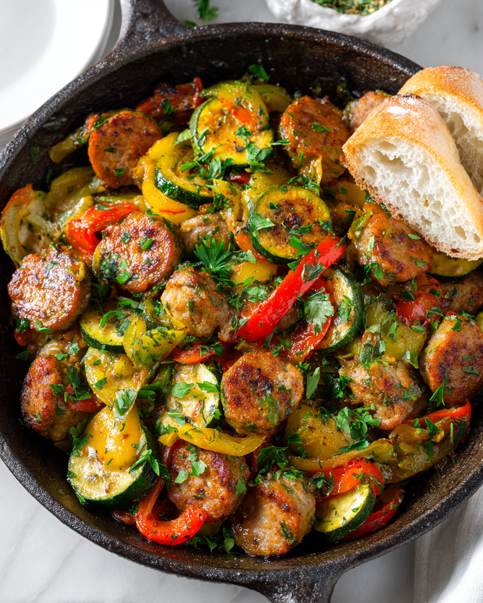 Delicious skillet sausage and zucchini dish packed with flavor, perfect for cozy dinners and quick weeknight meals.