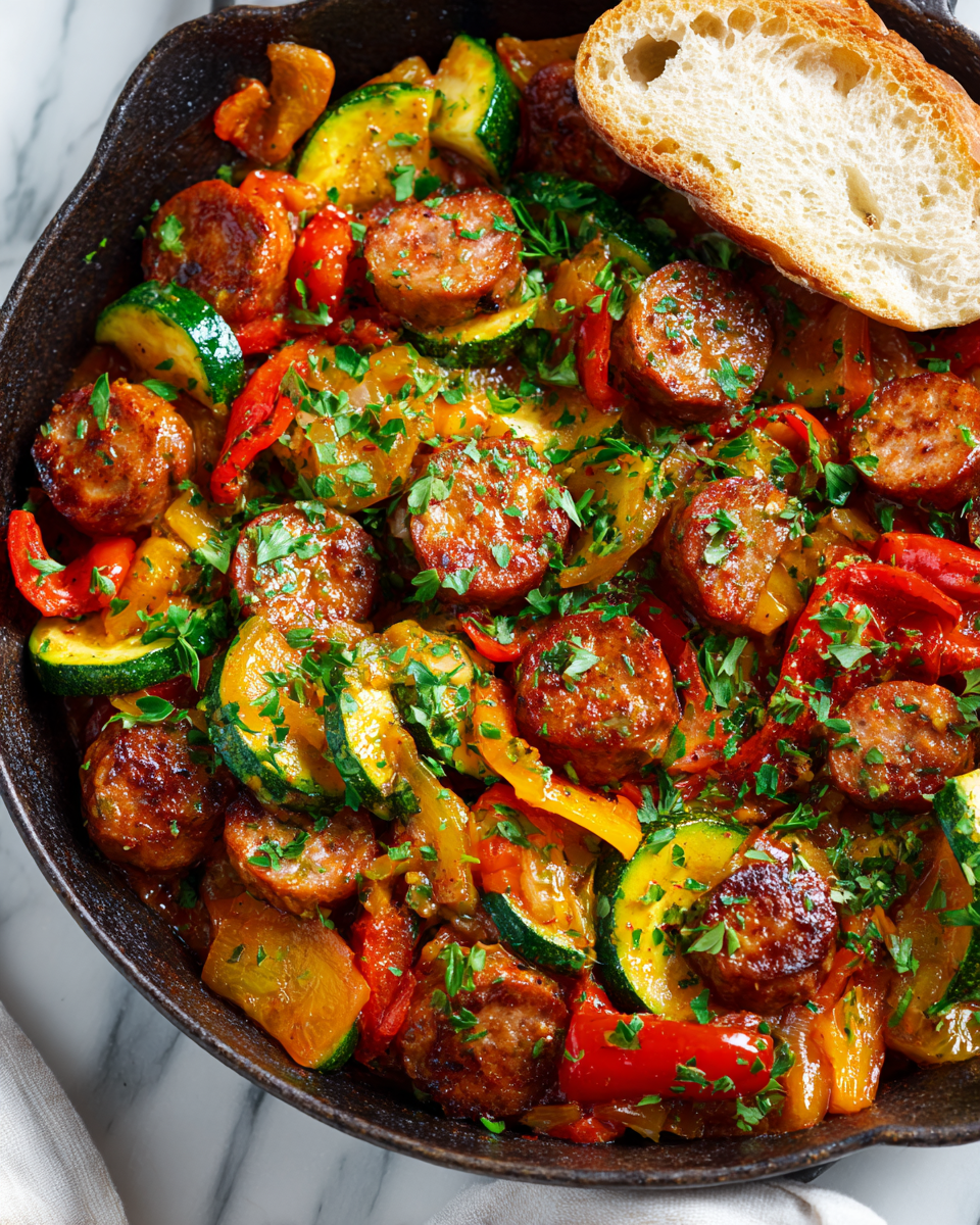 Delicious skillet sausage and zucchini dish packed with flavor, perfect for cozy dinners and quick weeknight meals.