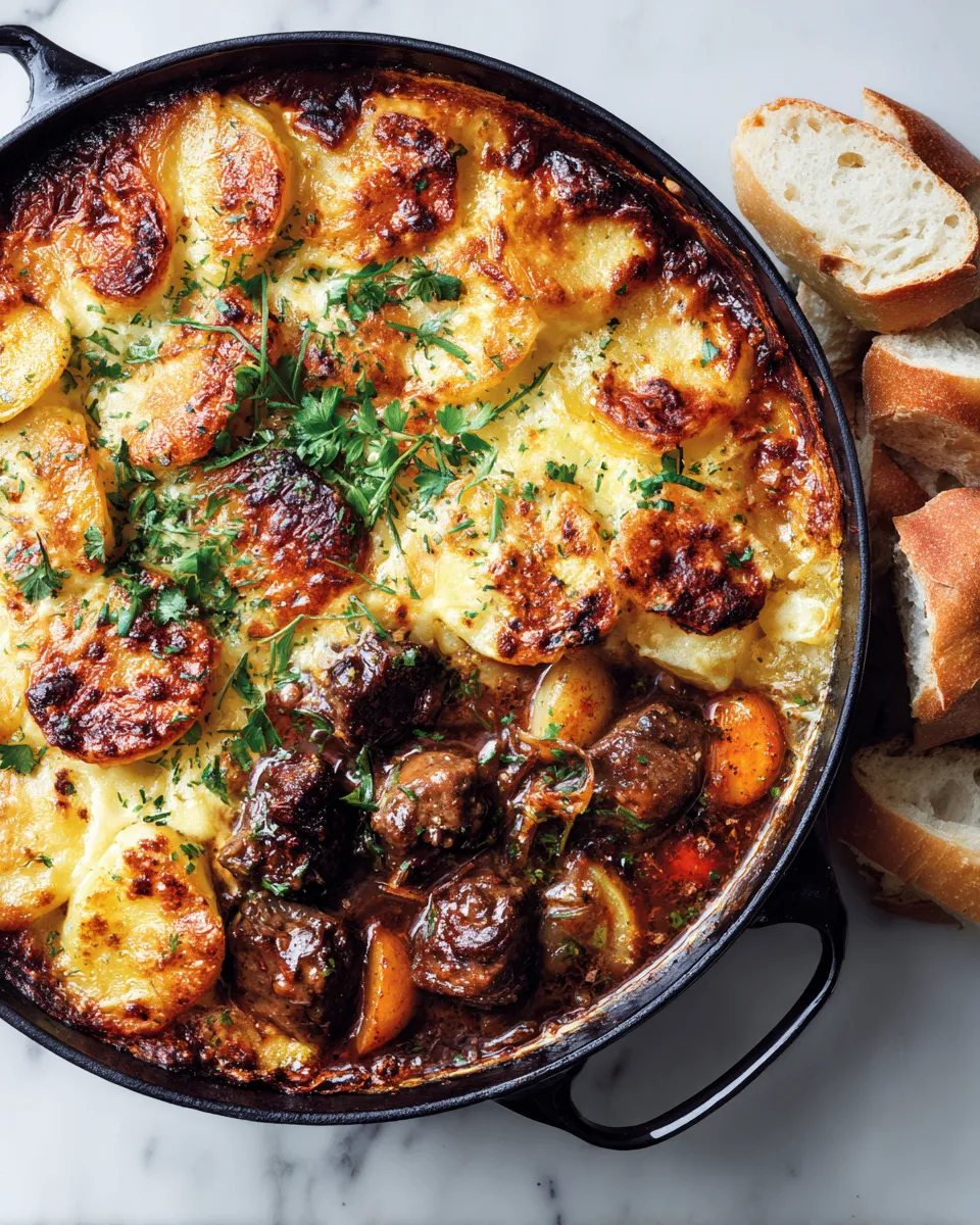 Delicious slow-cooked Lancashire hotpot topped with crispy potatoes, perfect for chilly evenings and cozy family meals.
