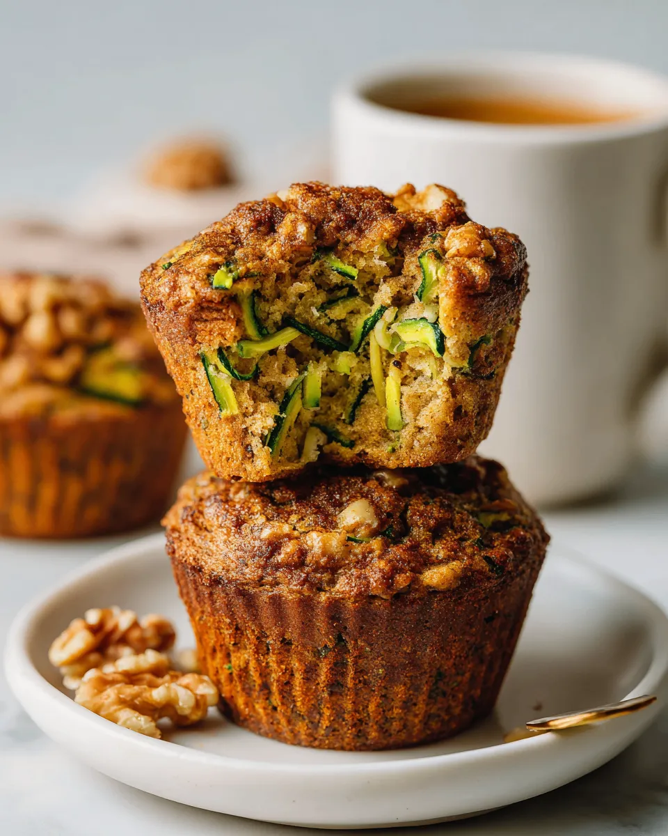 Moist Zucchini Coffee Cake Muffins topped with warm spices, ideal for holiday gatherings, quick recipe, homemade, breakfast or snack