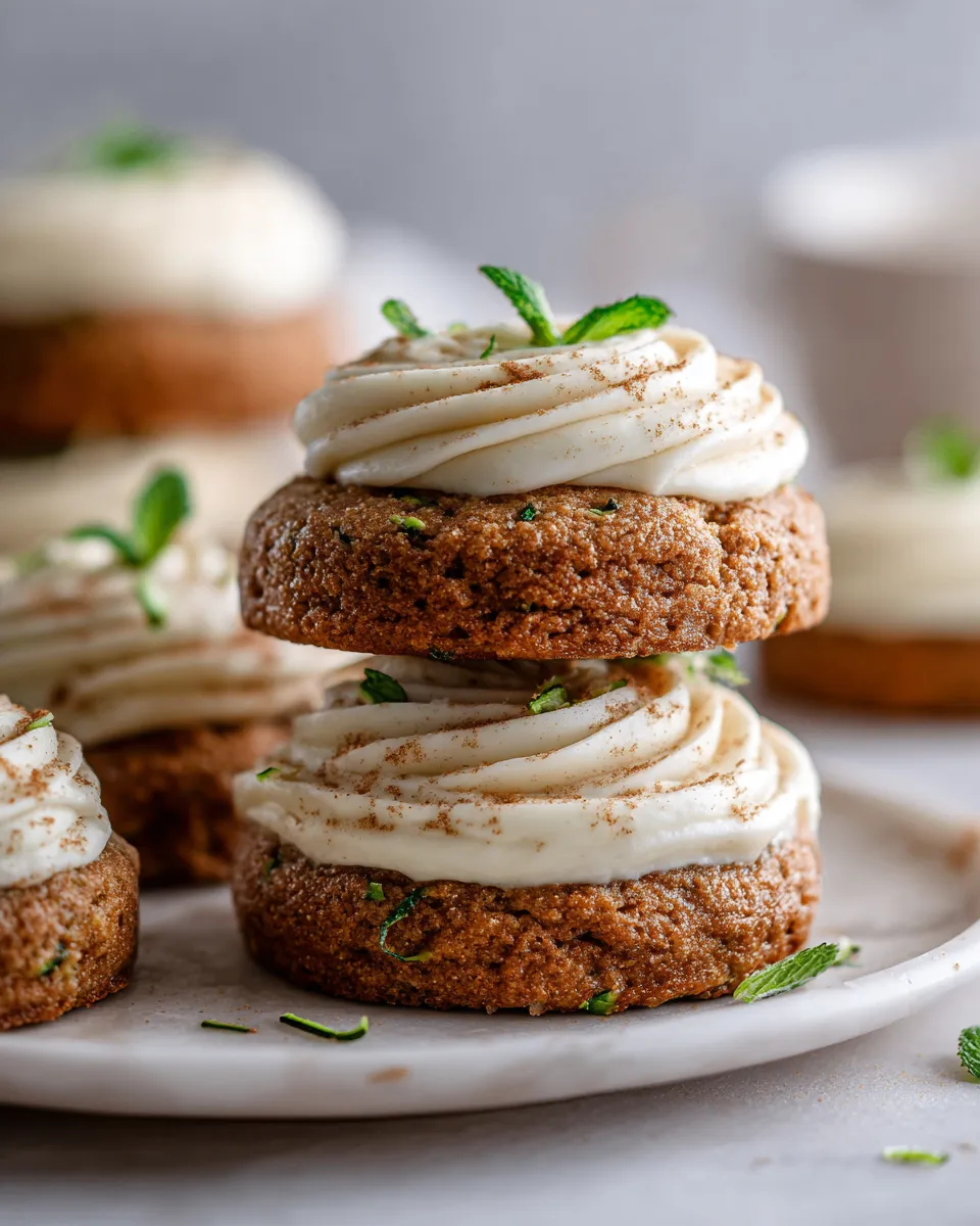 Soft and flavorful zucchini cookies with cream cheese frosting, perfect holiday treat, easy to make and enjoy with friends and family.