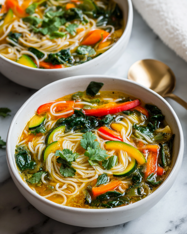 Quick and hearty 10-minute vegetable noodle soup packed with vibrant vegetables and comforting broth, perfect for busy weeknights.