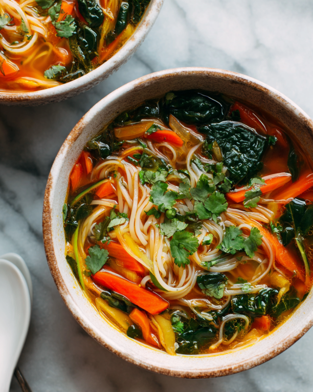Quick and hearty 10-minute vegetable noodle soup packed with vibrant vegetables and comforting broth, perfect for busy weeknights.